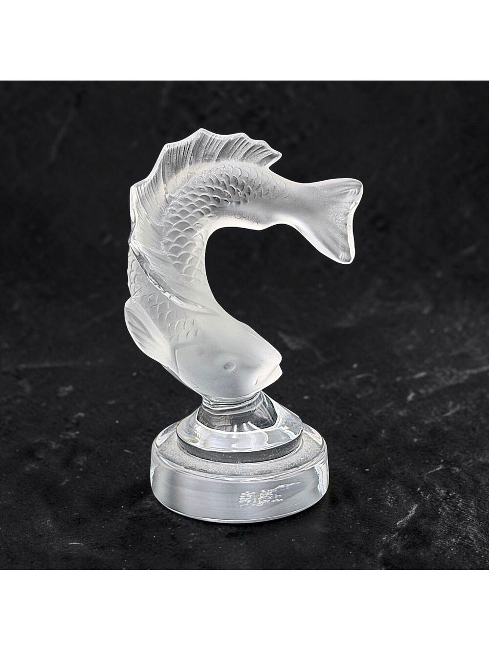Vintage Lalique Goujon Koi Fish Crystal Paperweight Signed France 4 Inch